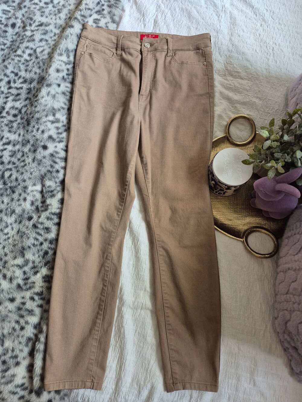 Guess Tan High Rise Skinny Jeans